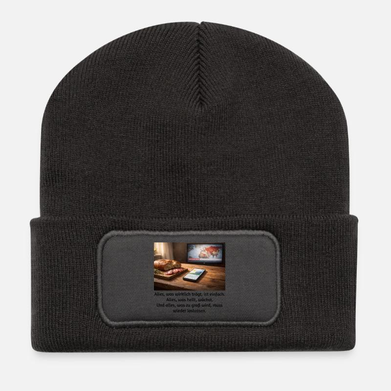 Alles, was wirklich trägt, ist einfach.  - Recycelte Patch Beanie - Dunkelgrau