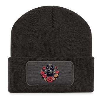 Terrier Rose Circle - Recycled Patch Beanie - dark grey - Front
