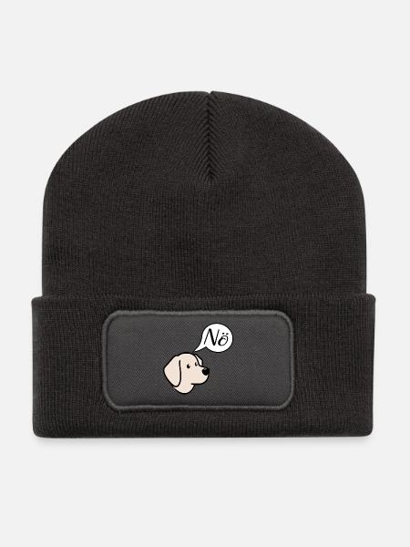 Pas de chiens - Beanie recyclé à patch - charbon