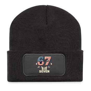 US Flag 67 Memes Six Seven - Beanie recyclé à patch - charbon - Devant