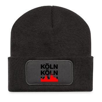 Köln Skyline – Ewiger Stolz! ming hätz jet op - Recycelte Patch Beanie - Dunkelgrau - Vorne