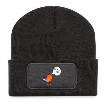 Na dann, tschüss - Recycelte Patch Beanie - Dunkelgrau - Vorne