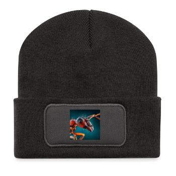 Realistisches Ameisen Makro Porträt Wildlife - Recycelte Patch Beanie - Dunkelgrau - Vorne