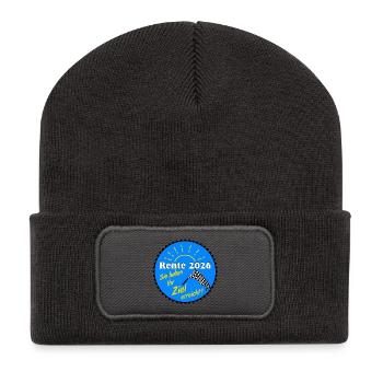 Rente 2026 , Ziel erreicht - Recycelte Patch Beanie - Dunkelgrau - Vorne