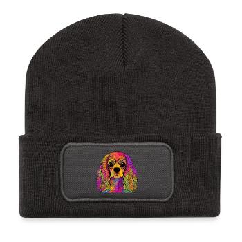 Cavalier King Charles Spaniel - Recycelte Patch Beanie - Dunkelgrau - Vorne