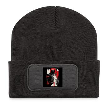 Hooded Echo Geometric Neon - Recycelte Patch Beanie - Dunkelgrau - Vorne