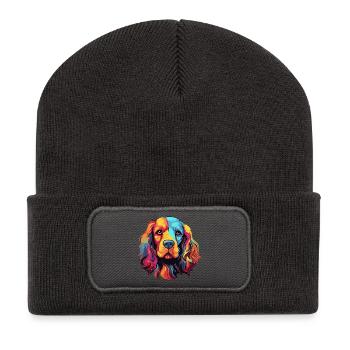 Colorful Dog Pop Art - Recycled Patch Beanie - dark grey - Front