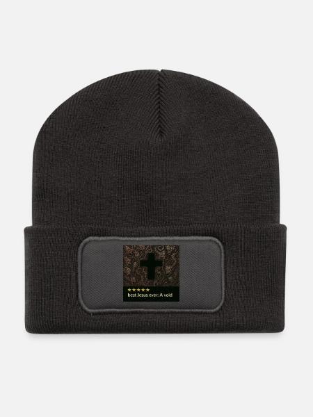 Kreuz im dunklen Nichts - Recycelte Patch Beanie - Dunkelgrau