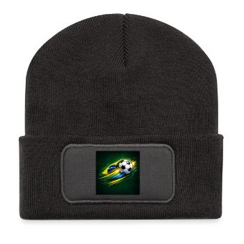 Brazil Flag Football Swing - Recycled Patch Beanie - dark grey - Front