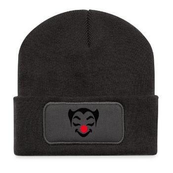 Fröhliches Clown Gesicht Karneval Fasnet Fasching - Recycelte Patch Beanie - Dunkelgrau - Vorne
