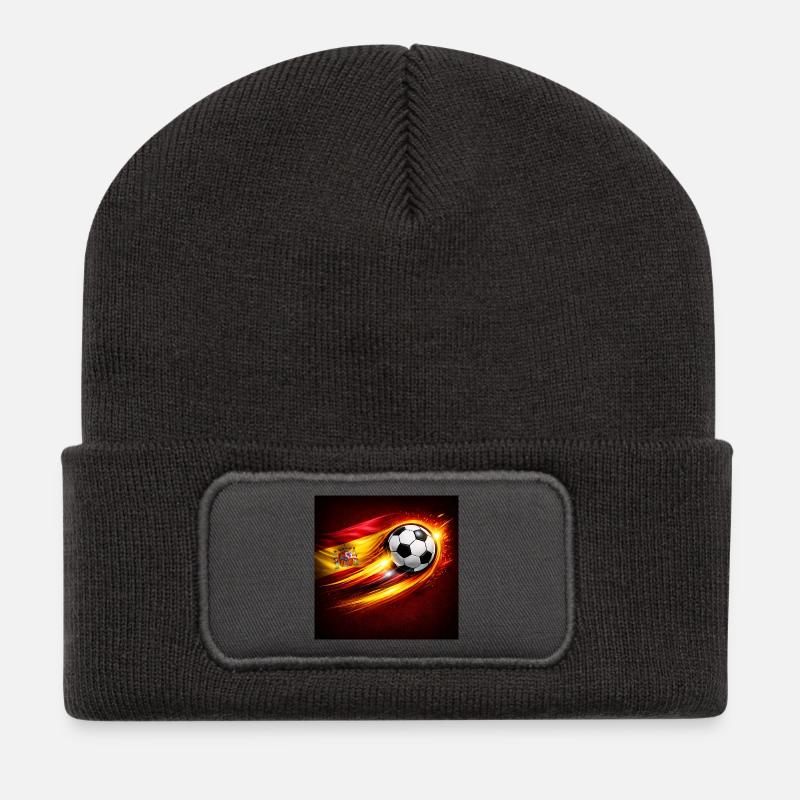 Spain Football Fire Trail - Recycled Patch Beanie - dark grey