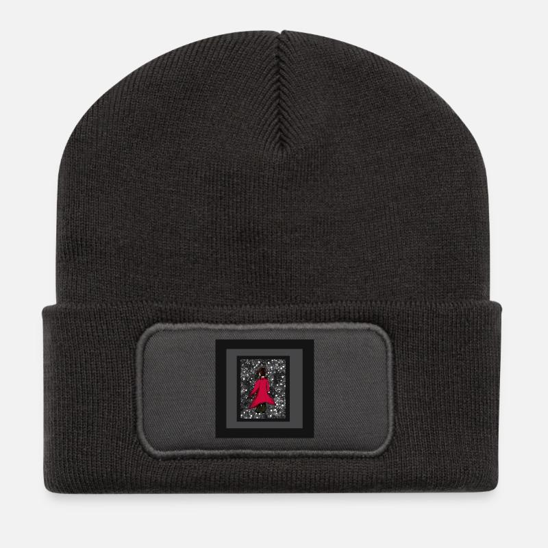 Anime_Roter Mantel  - Recycelte Patch Beanie - Dunkelgrau