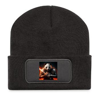 Panda warrior in fire armor - Recycled Patch Beanie - dark grey - Front