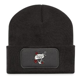 Für Immer Dein Anker mit Rosen - Recycelte Patch Beanie - Dunkelgrau - Vorne