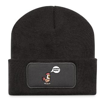 Papa Landwirt - Hühner Bauer - Recycelte Patch Beanie - Dunkelgrau - Vorne