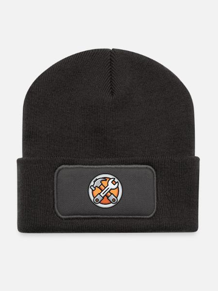 Werkzeuge in der Hand, Handwerker immer bereit, Handwerker - Recycelte Patch Beanie - Dunkelgrau
