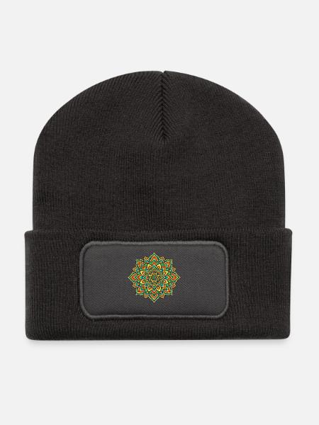 Mandala coloré – Harmonie et équilibre - Beanie recyclé à patch - charbon