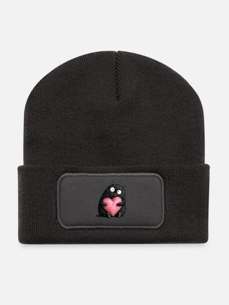 Cat Love - Recycled Patch Beanie - dark grey