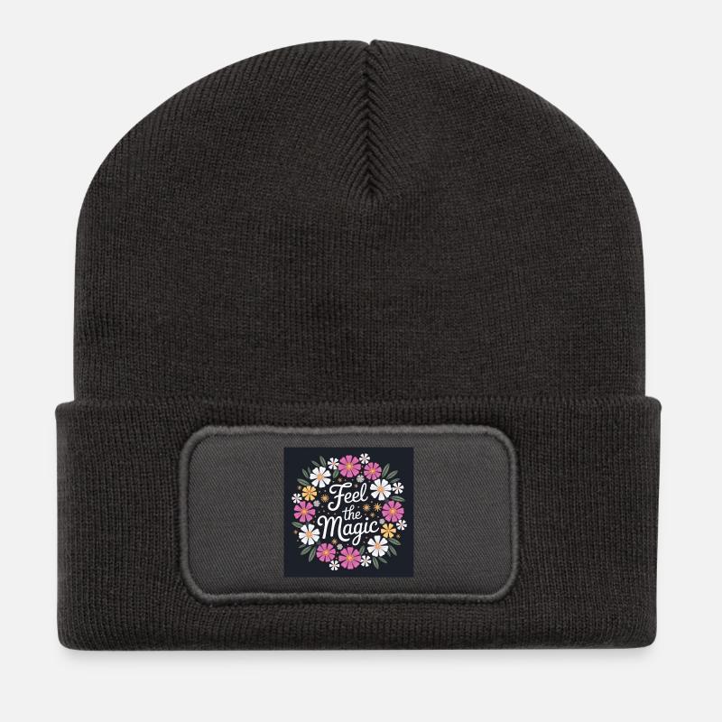Feel the Magic Blütenkranz - Recycelte Patch Beanie - Dunkelgrau