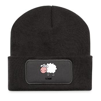 Schaf - Recycelte Patch Beanie - Dunkelgrau - Vorne