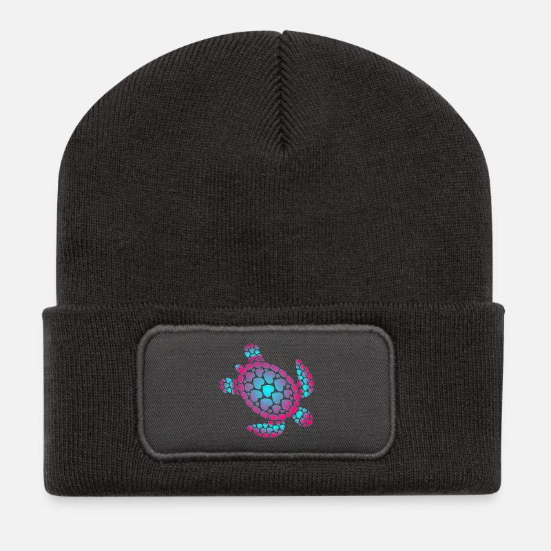 Love Turtle Summer - Recycelte Patch Beanie - Dunkelgrau