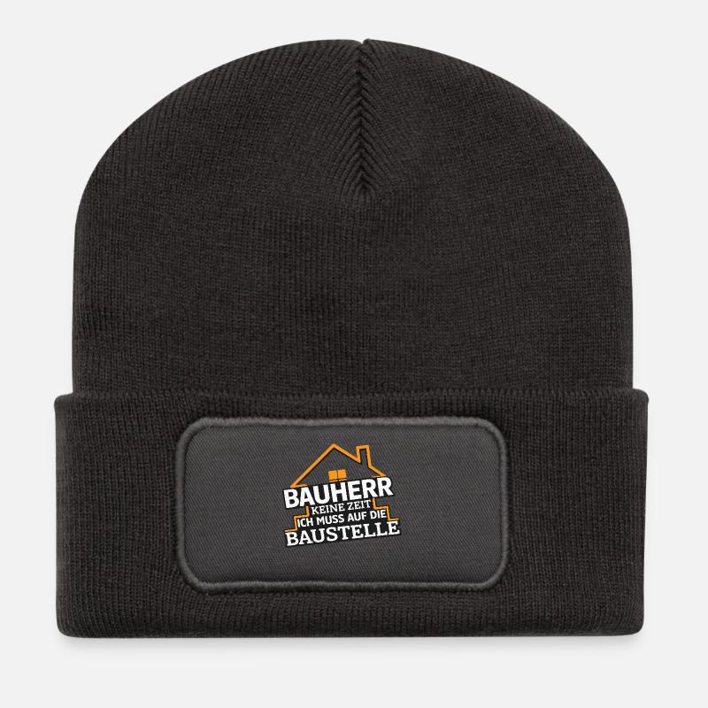 Bauherren Spruch  - Recycelte Patch Beanie - Dunkelgrau