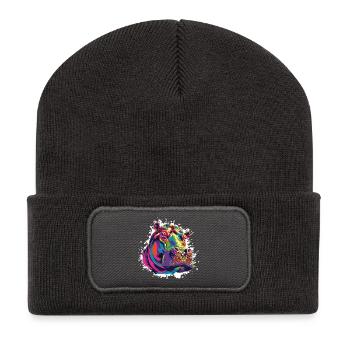 Hippo Art Comic - Recycled Patch Beanie - dark grey - Front