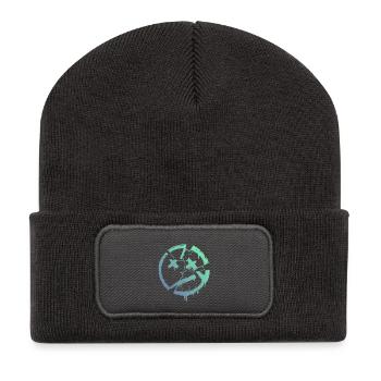 Cercle grunge avec X – Imprimé - Beanie recyclé à patch - charbon - Devant