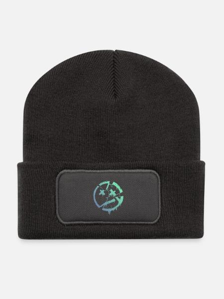 Grunge circle with X – Print - Recycled Patch Beanie - dark grey