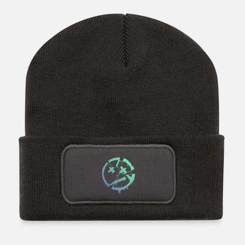 Cercle grunge avec X – Imprimé - Beanie recyclé à patch - charbon
