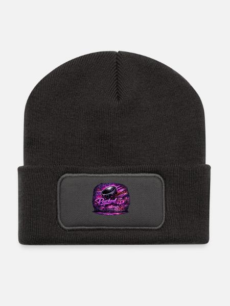 A pris des graffitis au néon - Beanie recyclé à patch - charbon