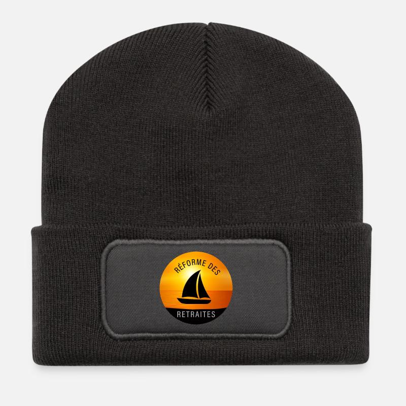 Reforme_des_retraites - Beanie recyclé à patch - charbon