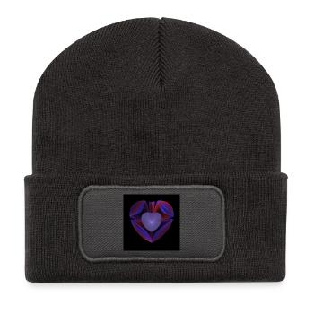 Rubans en forme de cœur néon - Beanie recyclé à patch - charbon - Devant