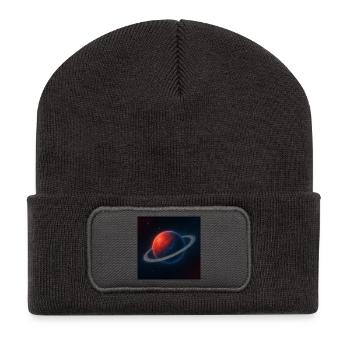 Planète rougebleu aux anneaux - Beanie recyclé à patch - charbon - Devant