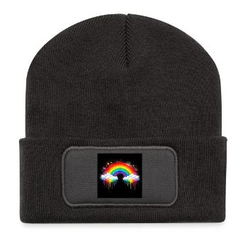 Rainbow Cloud Graffiti Drop - Recycled Patch Beanie - dark grey - Front
