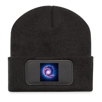 Spirale der Galaxie - Recycelte Patch Beanie - Dunkelgrau - Vorne