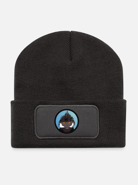 Singe Bleu Badge Illustration - Beanie recyclé à patch - charbon