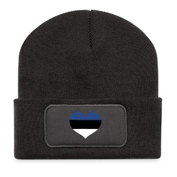 Estonian Heart Flag - Recycled Patch Beanie - dark grey - Front