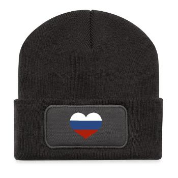 Drapeau du cœur de la Russie - Beanie recyclé à patch - charbon - Devant