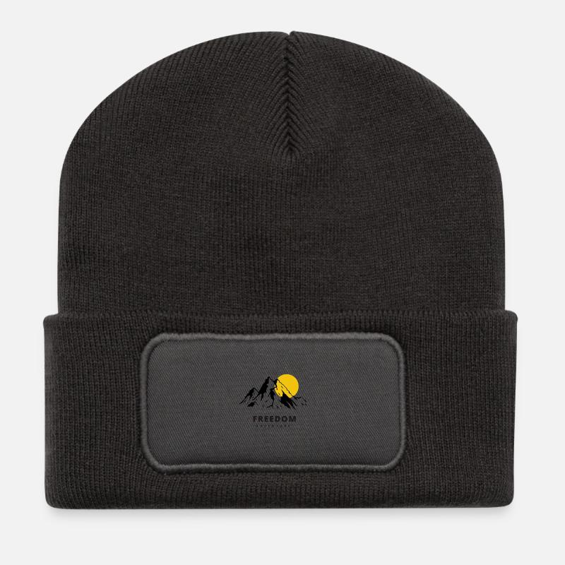 Bergsonne Freiheit Abenteuer - Recycelte Patch Beanie - Dunkelgrau