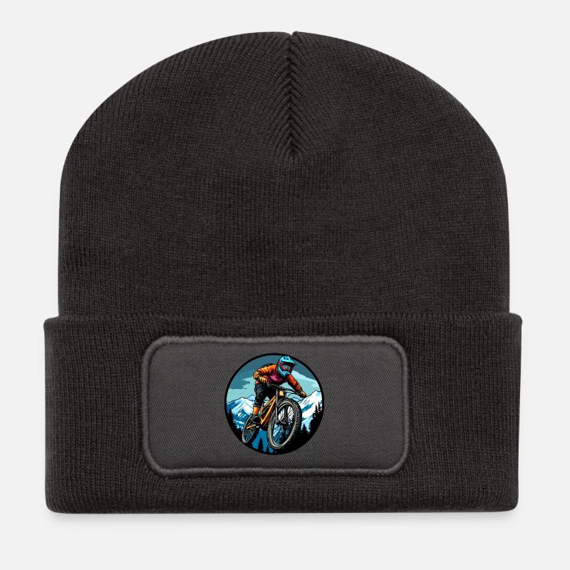 Freeride Biker - Recycelte Patch Beanie - Dunkelgrau