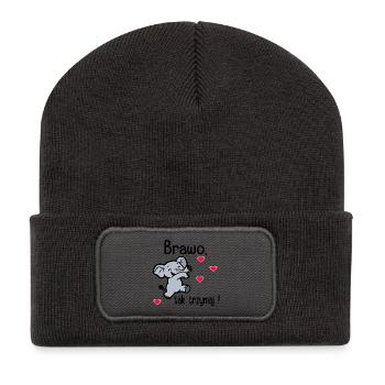 Bravo, continue comme ça - Beanie recyclé à patch - charbon - Devant