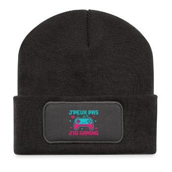 Ich kann nicht, ich habe Gaming – Pixel-Controller - Recycelte Patch Beanie - Dunkelgrau - Vorne