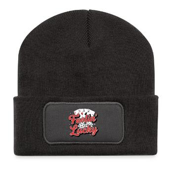 Feelin Lucky Card Dice Casino Vibe - Recycelte Patch Beanie - Dunkelgrau - Vorne