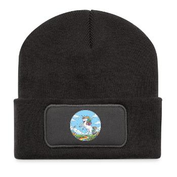 Rainbow River Unicorn Colorful Dreamland Motif - Recycled Patch Beanie - dark grey - Front