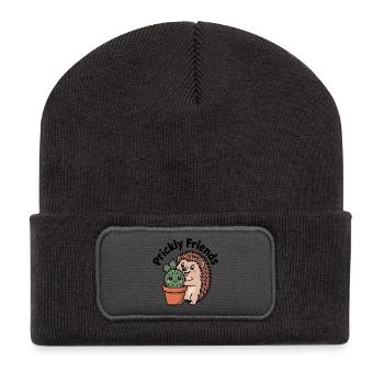 Cactus-friendly hedgehog - Recycled Patch Beanie - dark grey - Front