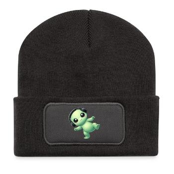 Alien Alien with Headphones Techno Dancing - Recycled Patch Beanie - dark grey - Front