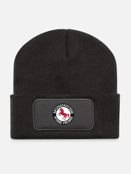 Antifaschistische Pferdefreunde - Antifa Reitsport - Recycelte Patch Beanie - Dunkelgrau
