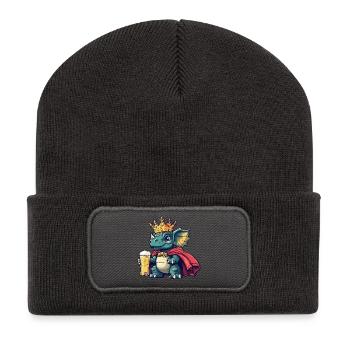 Dinosaure triceratops beer king - Beanie recyclé à patch - charbon - Devant