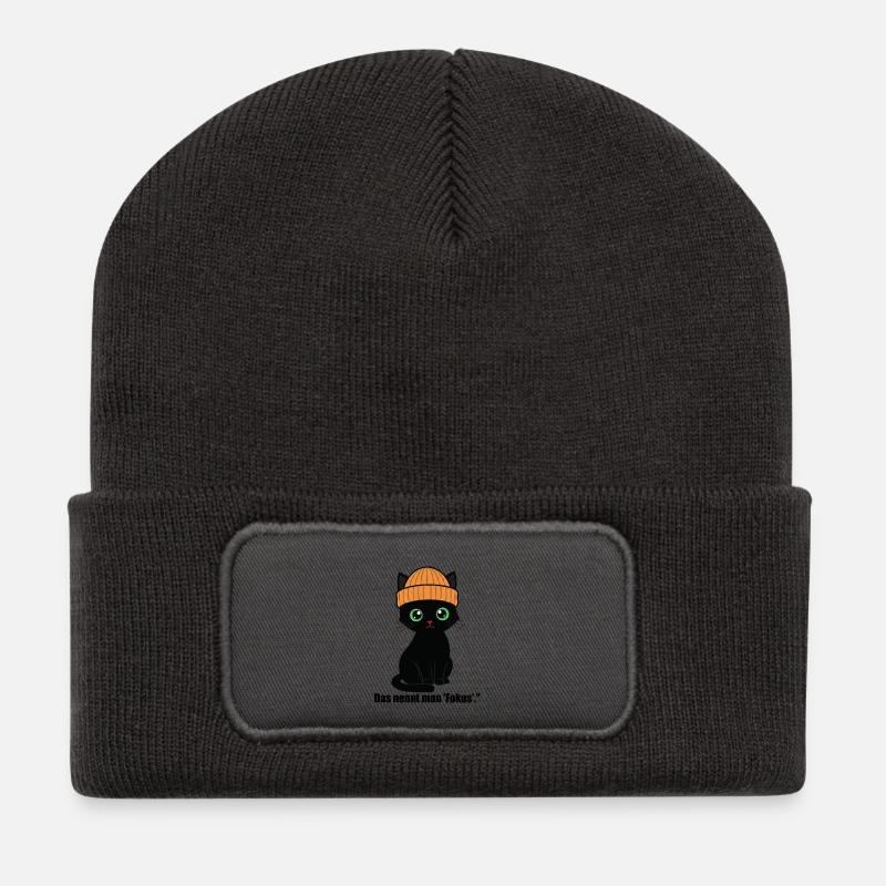 Black cap kitten. Sweet and Coll. - Recycled Patch Beanie - dark grey